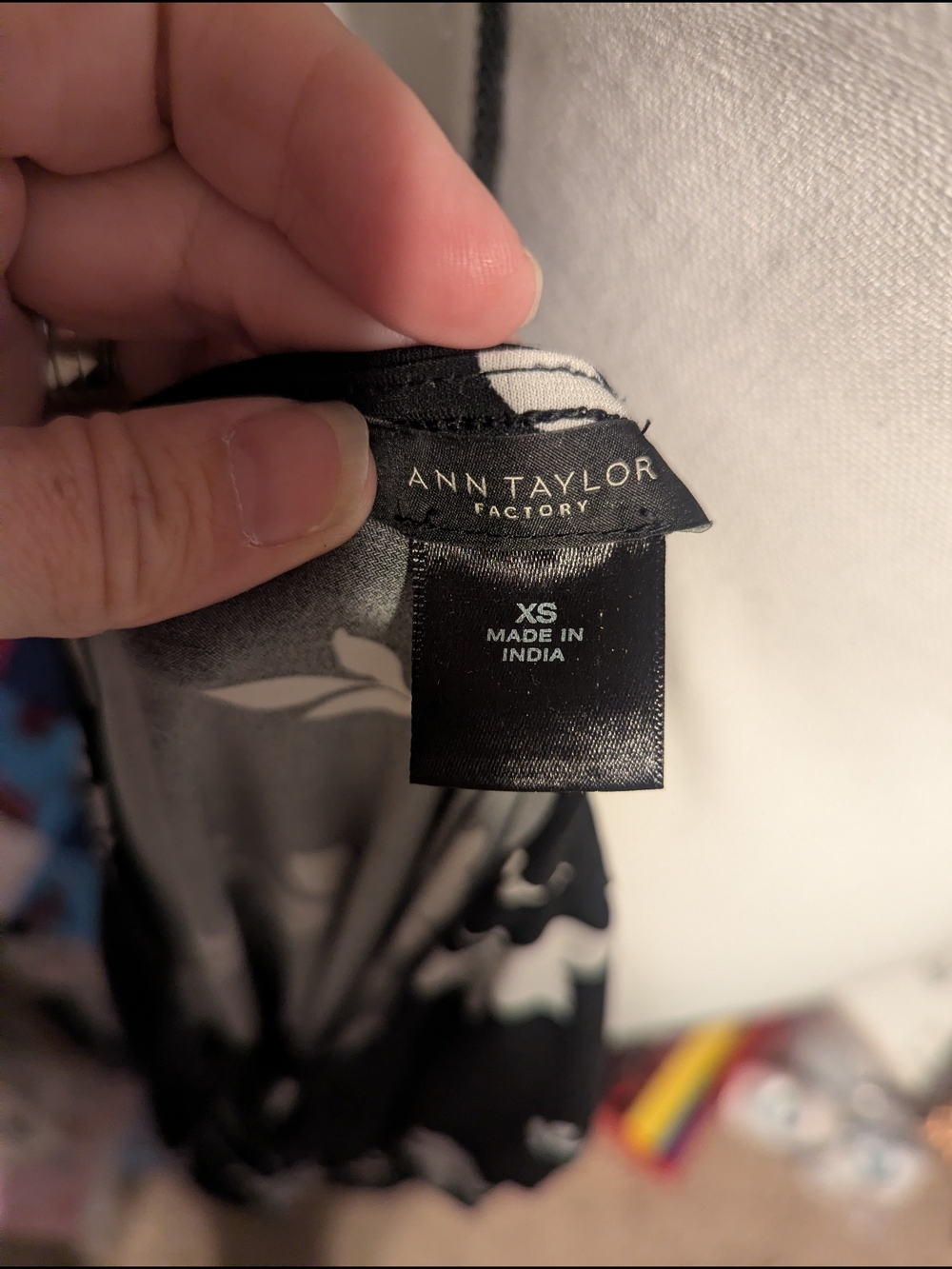 Ann Taylor Black Floral Wrap-Style Long Sleeve Top - Picture 2 of 2